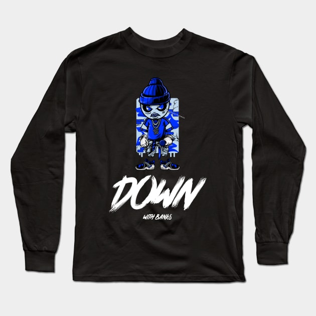 Down With Banks Cryptocurrency Halloween Long Sleeve T-Shirt by Smart Digital Payments 